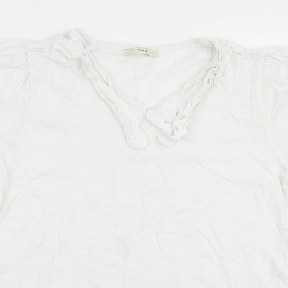George Womens White  100% Cotton Jersey T-Shirt Size 10 Collared
