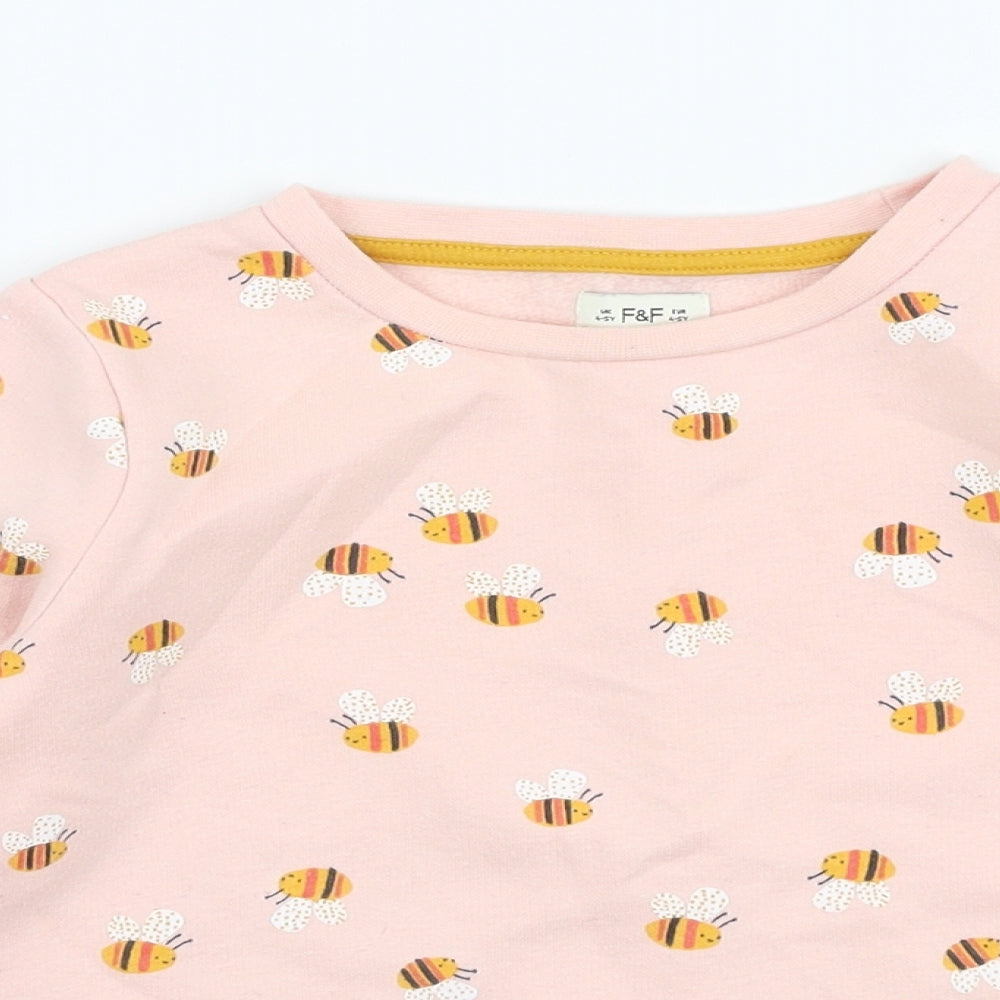 F&F Girls Pink  Cotton Pullover Sweatshirt Size 4-5 Years  Pullover - Bees