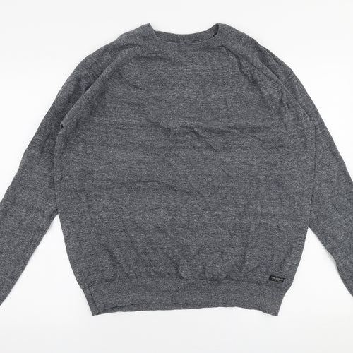Threadbare Mens Grey Round Neck  Cotton Pullover Jumper Size XL