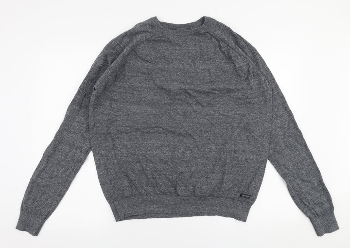 Threadbare Mens Grey Round Neck Cotton Pullover Jumper Size XL