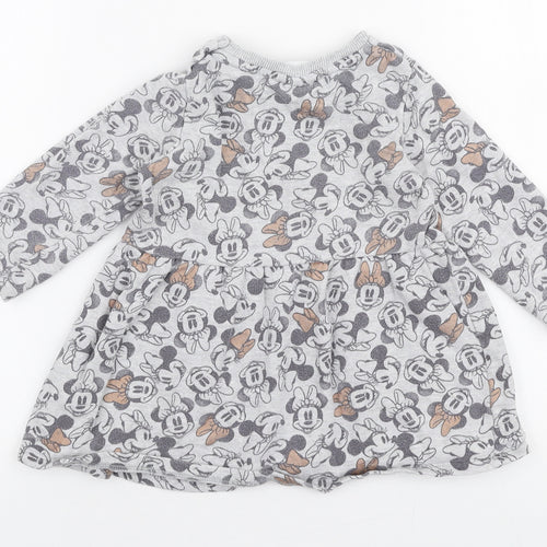 George Girls Grey  Cotton Skater Dress  Size 18-24 Months  Round Neck Snap - Disney Minnie mouse