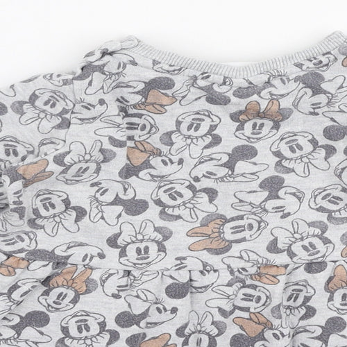 George Girls Grey  Cotton Skater Dress  Size 18-24 Months  Round Neck Snap - Disney Minnie mouse