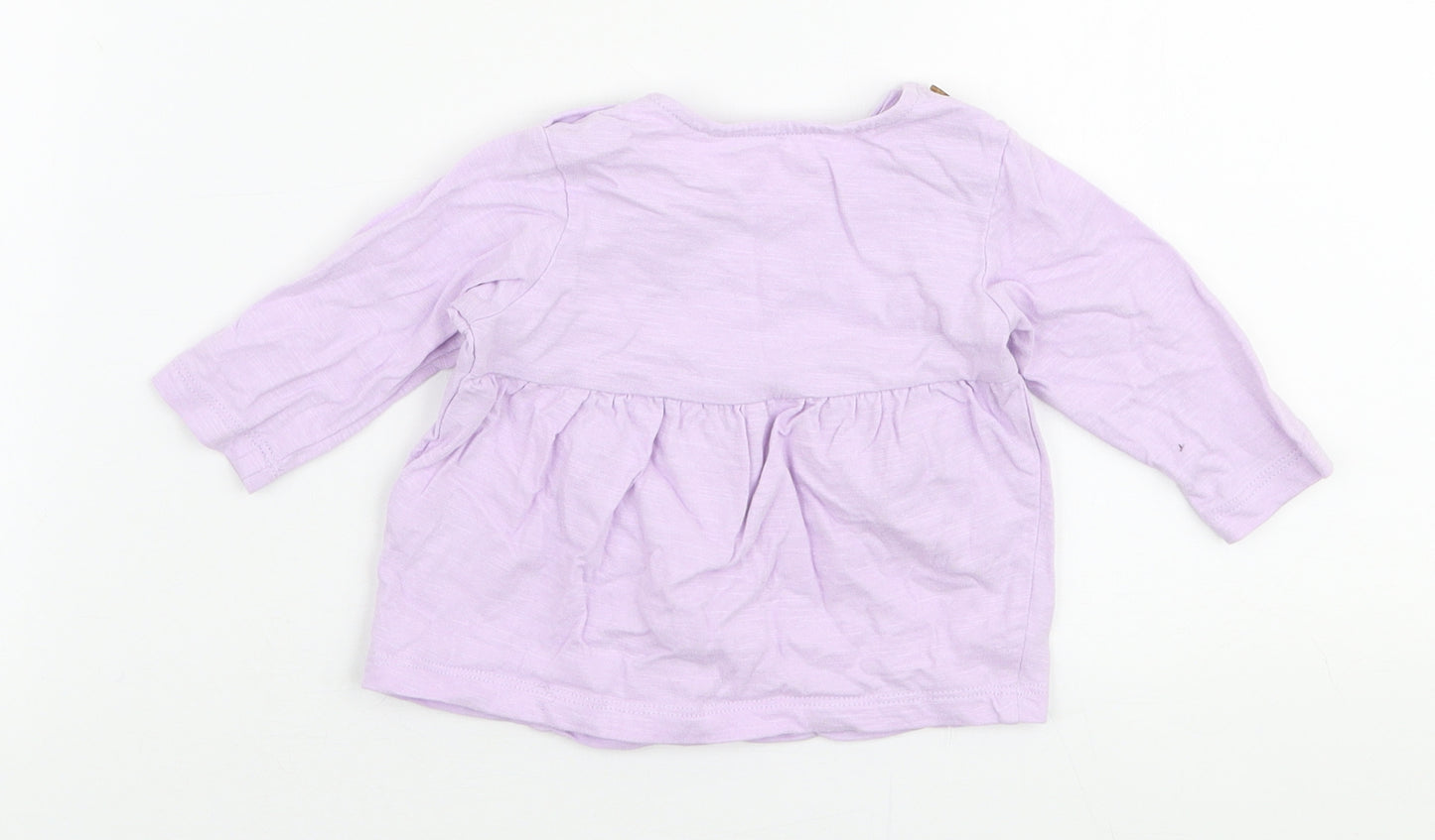 Marks and Spencer Girls Purple  100% Cotton Jersey T-Shirt Size 0-3 Months Round Neck Button - Stars