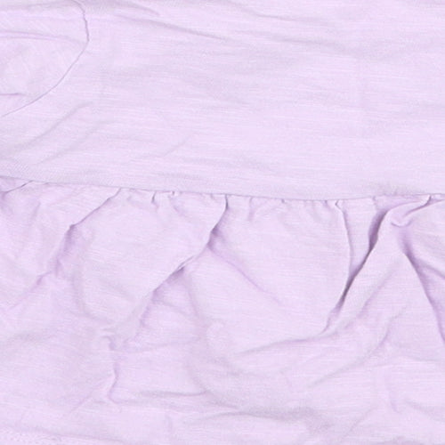 Marks and Spencer Girls Purple  100% Cotton Jersey T-Shirt Size 0-3 Months Round Neck Button - Stars