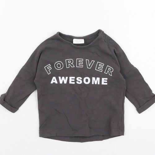 NEXT Girls Grey  Cotton Jersey T-Shirt Size 0-3 Months Round Neck Snap - Forever awesome