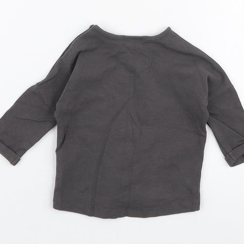 NEXT Girls Grey  Cotton Jersey T-Shirt Size 0-3 Months Round Neck Snap - Forever awesome