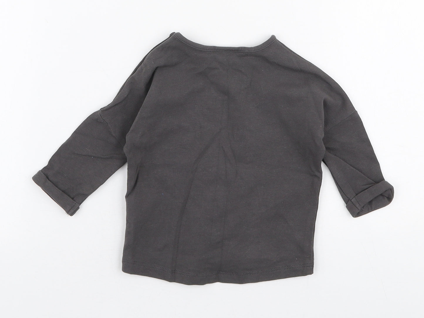 NEXT Girls Grey  Cotton Jersey T-Shirt Size 0-3 Months Round Neck Snap - Forever awesome