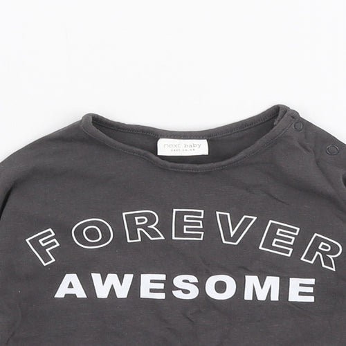 NEXT Girls Grey  Cotton Jersey T-Shirt Size 0-3 Months Round Neck Snap - Forever awesome