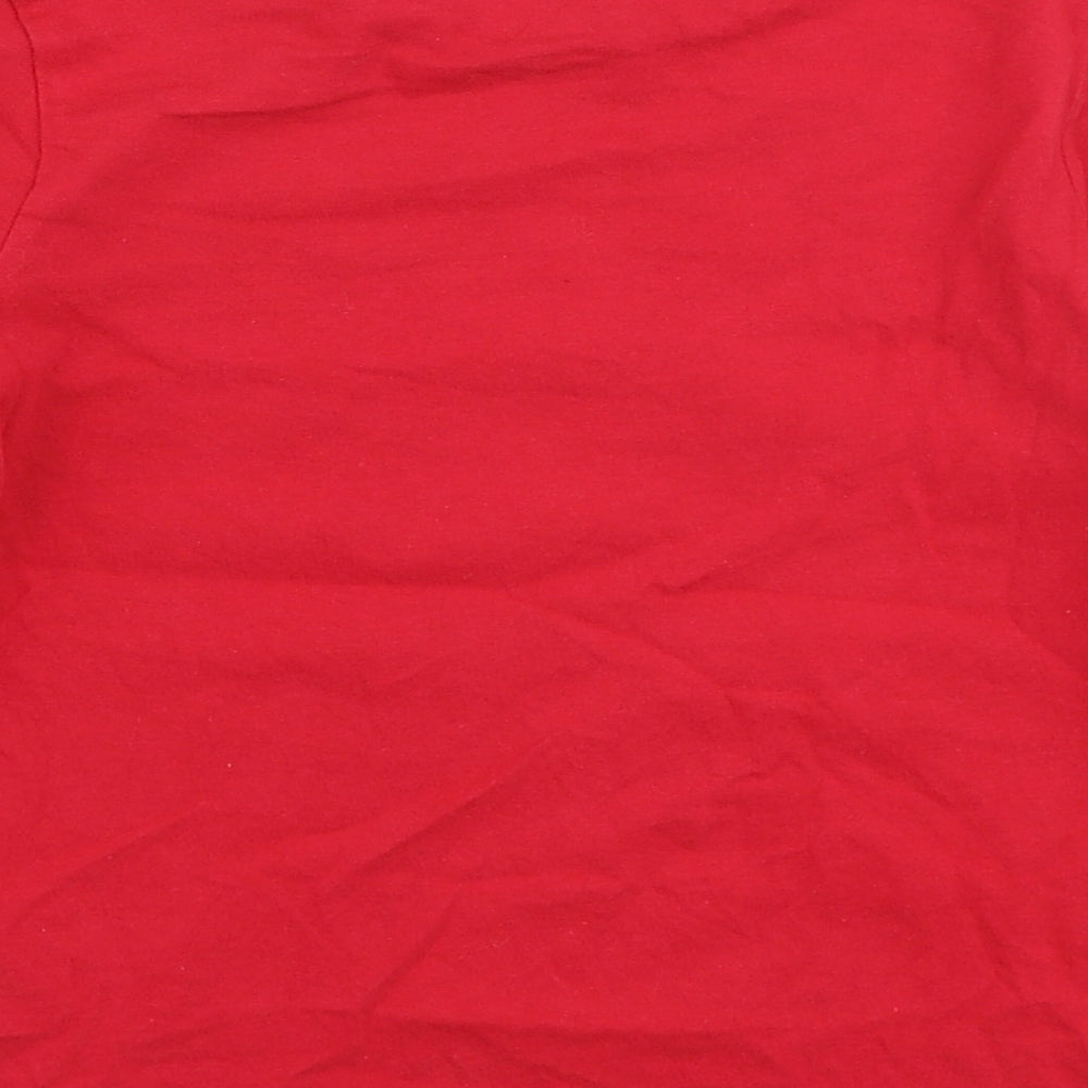 F&F Girls Red  Cotton Jersey T-Shirt Size 6-7 Years Round Neck Pullover - Christmas Reindeer