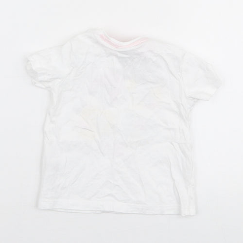 F&F Girls White  Cotton Jersey T-Shirt Size 6-9 Months Round Neck Snap - Disney