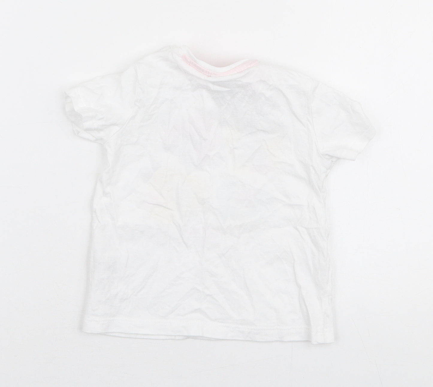 F&F Girls White  Cotton Jersey T-Shirt Size 6-9 Months Round Neck Snap - Disney