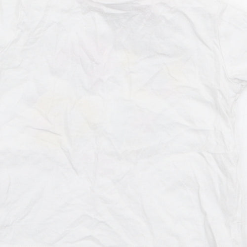 F&F Girls White  Cotton Jersey T-Shirt Size 6-9 Months Round Neck Snap - Disney