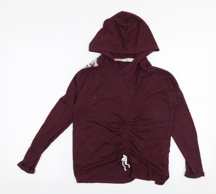 H&M Girls Red Viscose Pullover Hoodie Size 11-12 Years Pullover