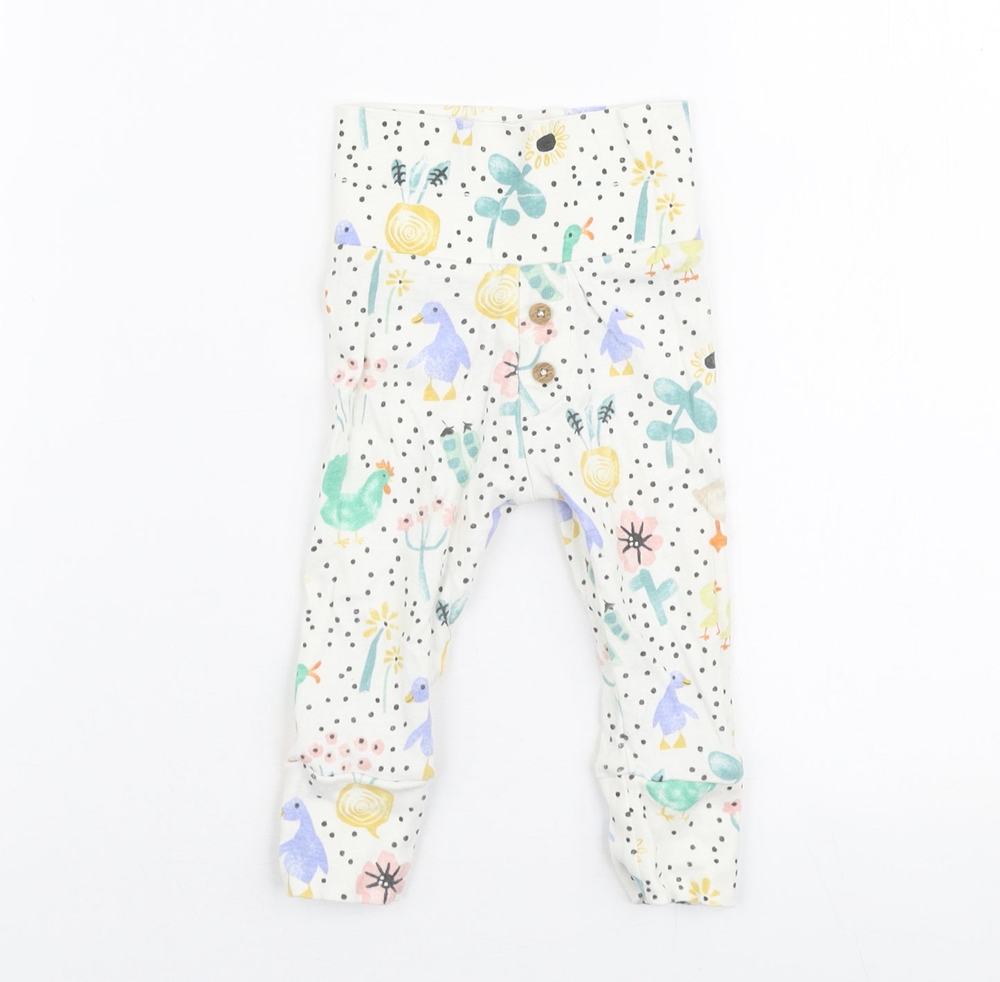 Marks and Spencer Girls Multicoloured Floral 100% Cotton Capri Leggings Size 3-6 Months  Pullover