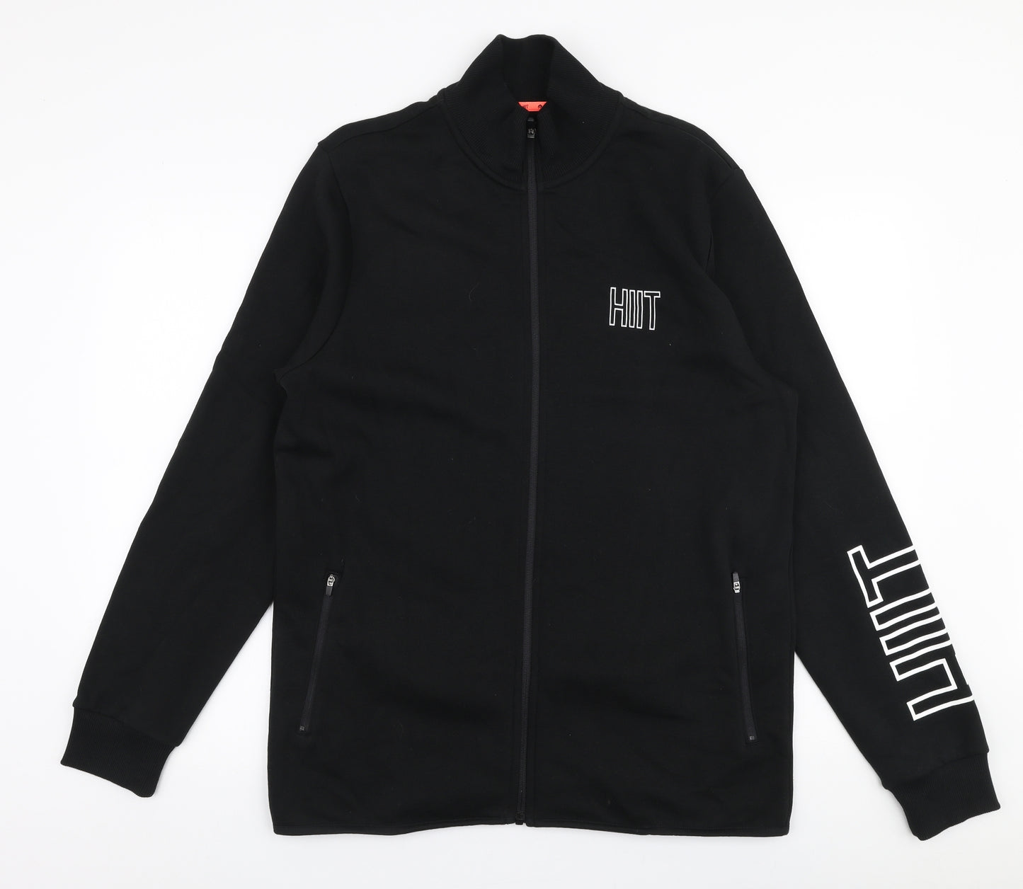 Hiit Mens Black  Cotton Full Zip Sweatshirt Size M