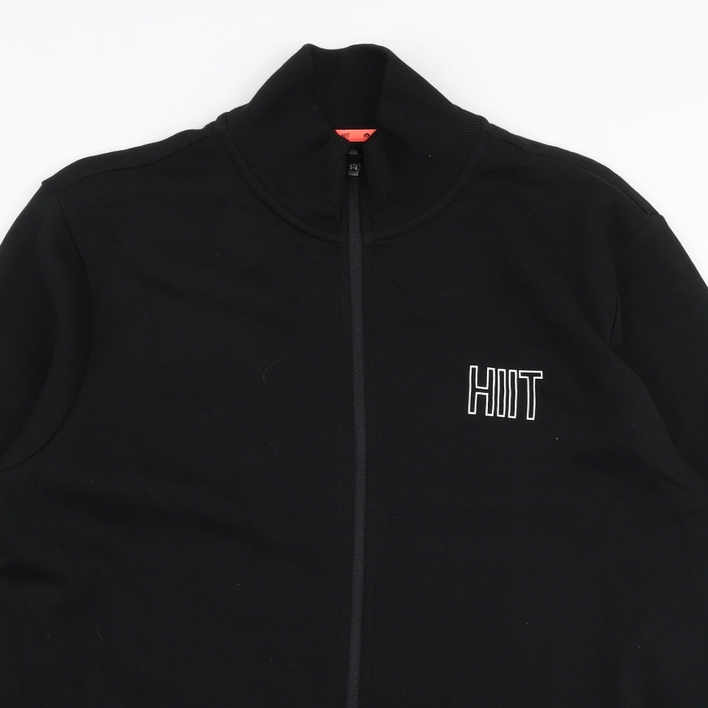 Hiit Mens Black  Cotton Full Zip Sweatshirt Size M