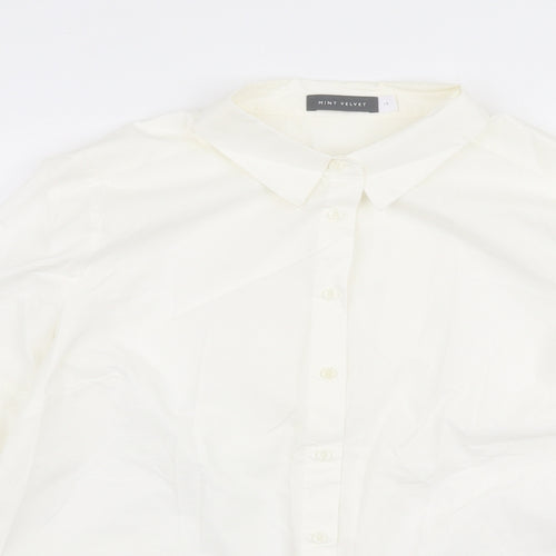 Mint Velvet Womens Ivory  100% Cotton Basic Button-Up Size 14 Collared