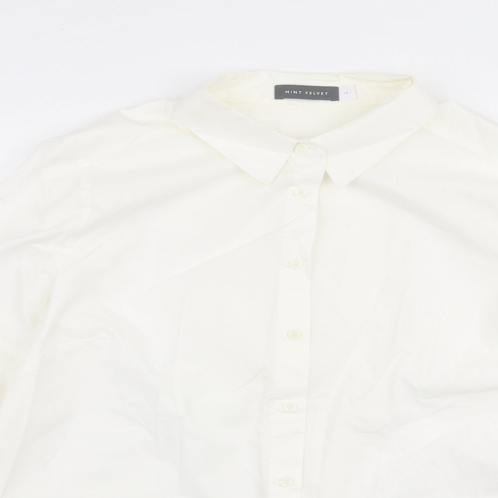 Mint Velvet Womens Ivory  100% Cotton Basic Button-Up Size 14 Collared