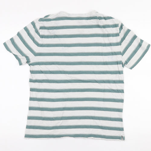 Marks and Spencer Mens Multicoloured Striped Cotton  T-Shirt Size M Round Neck