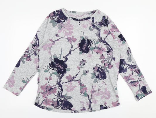 Front view of Dunnes women’s multicoloured round neck floral polyester jumper, size M