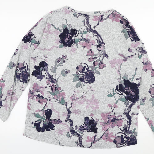 Dunnes Stores Womens Multicoloured Round Neck Floral Polyester Pullover Jumper Size M