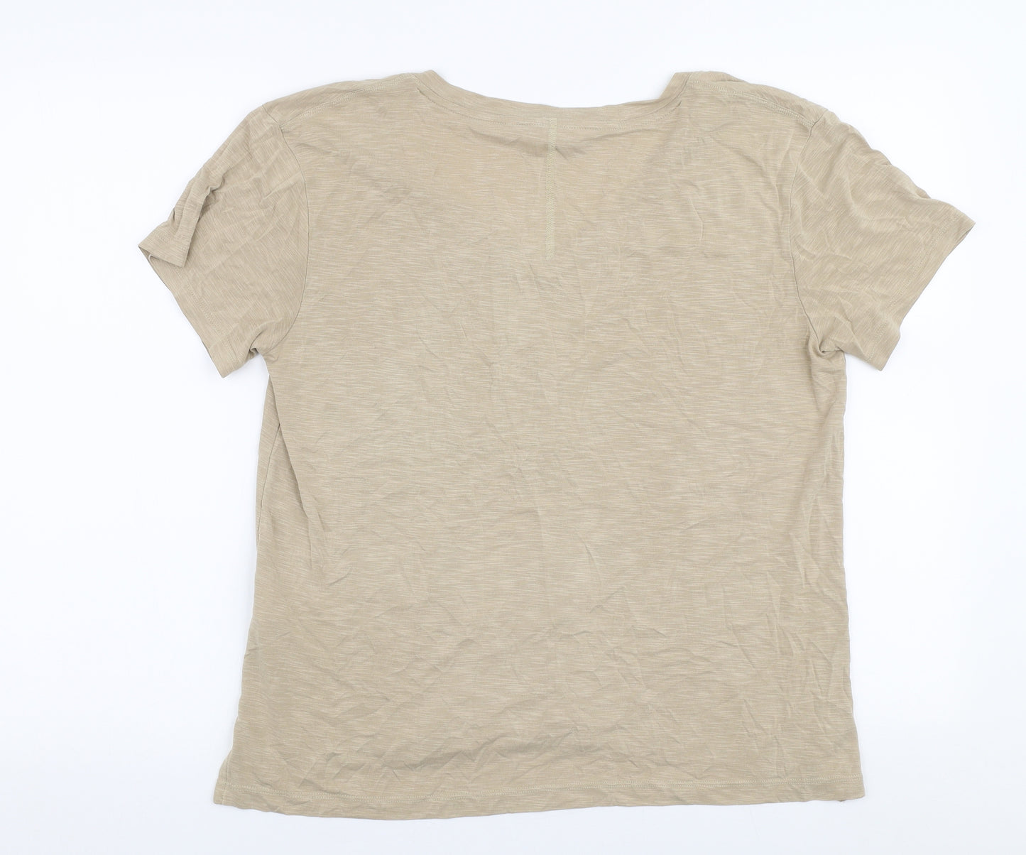 Per Una Womens Beige  Modal Jersey T-Shirt Size 14 V-Neck