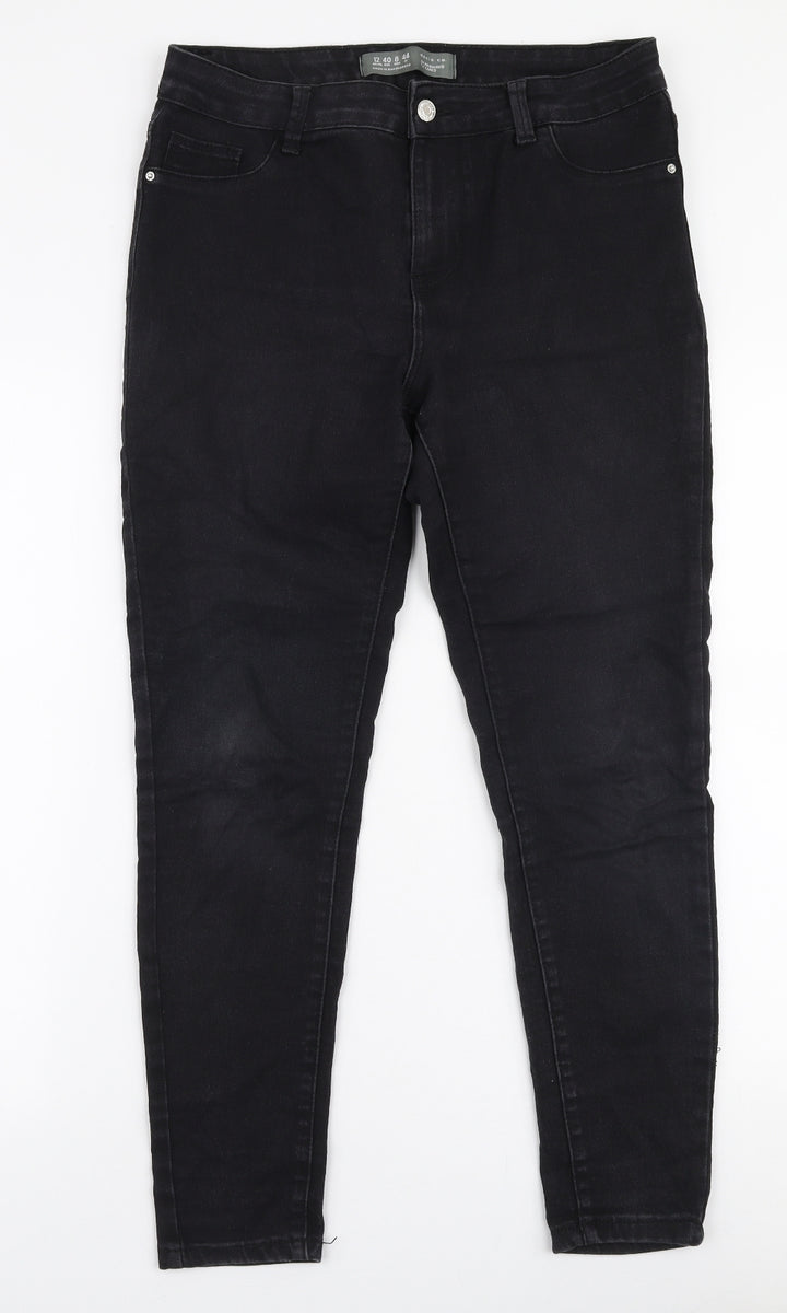 Denim Co Womens Black  Cotton Skinny Jeans Size 12 L27 in Slim Zip