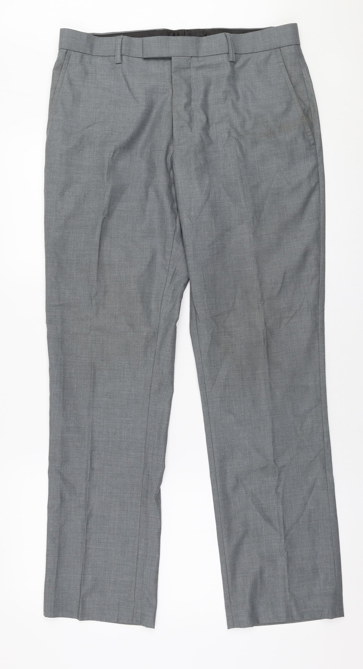 Butler and Webb Mens Grey  Polyester Trousers  Size 34 in L31 in Regular Zip