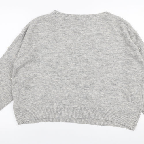 H&M Womens Grey Round Neck  Acrylic Pullover Jumper Size M