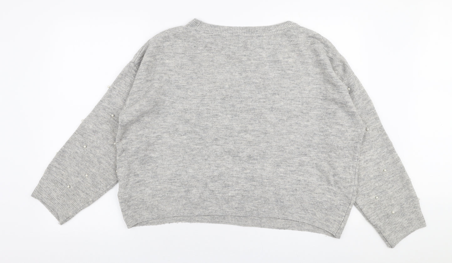 H&M Womens Grey Round Neck  Acrylic Pullover Jumper Size M