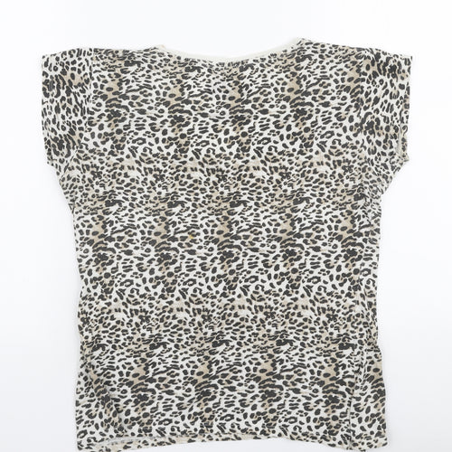 Atmosphere Womens Brown Animal Print 100% Cotton Jersey T-Shirt Size 10 Round Neck