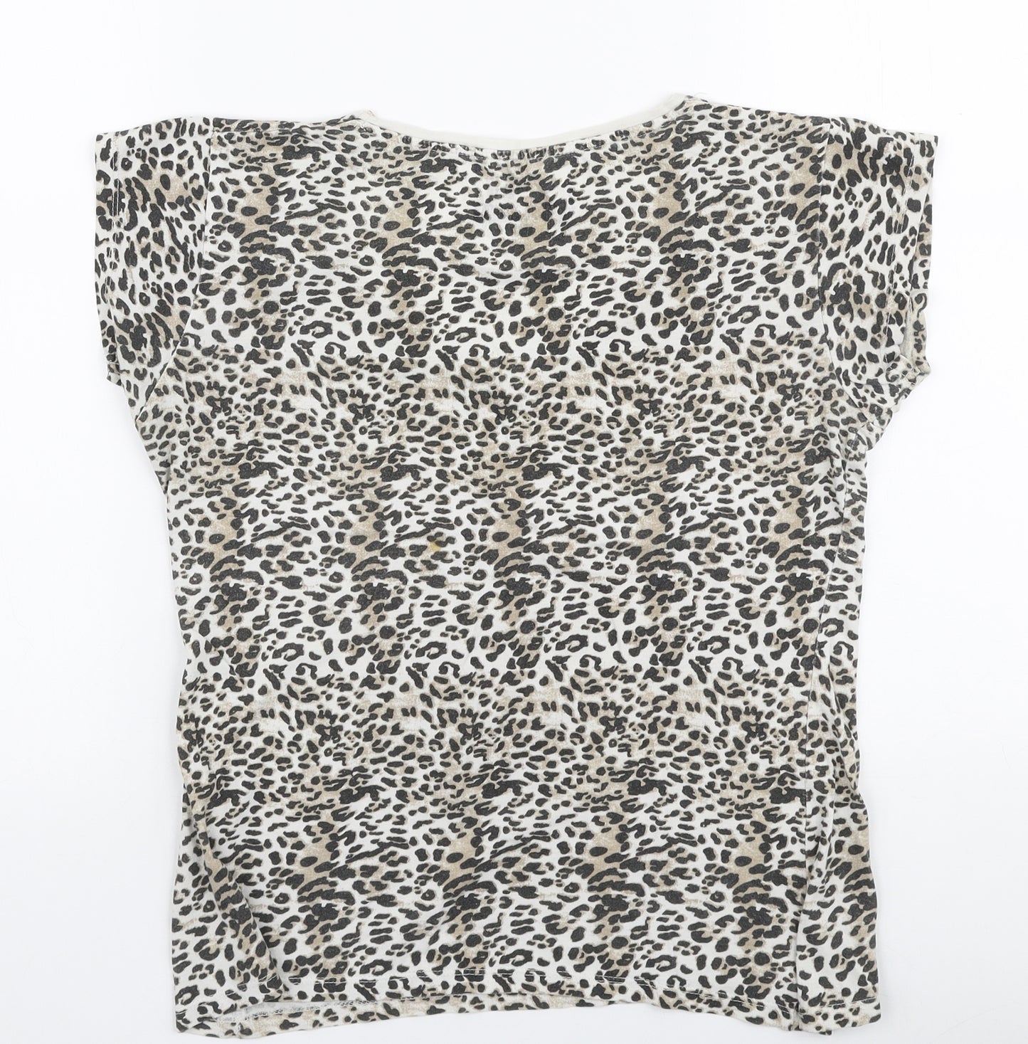 Atmosphere Womens Brown Animal Print 100% Cotton Jersey T-Shirt Size 10 Round Neck