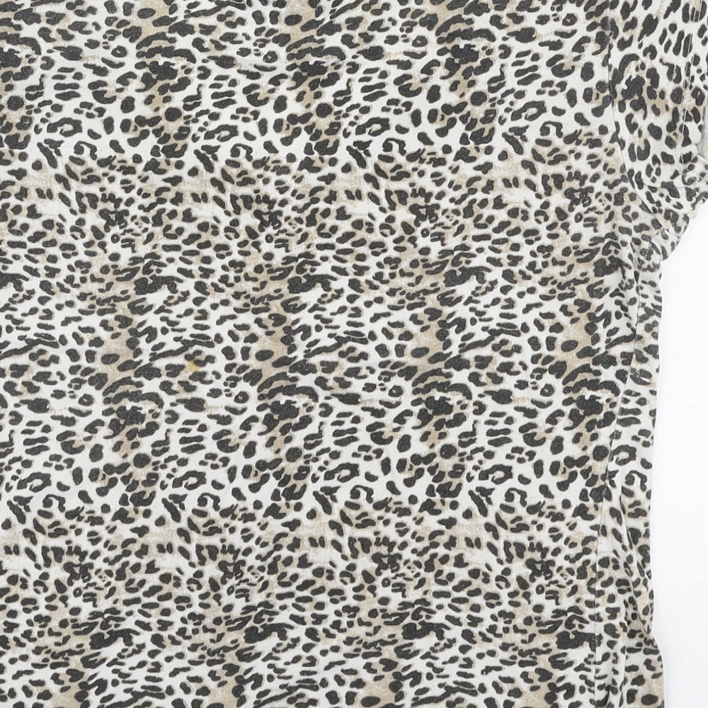 Atmosphere Womens Brown Animal Print 100% Cotton Jersey T-Shirt Size 10 Round Neck