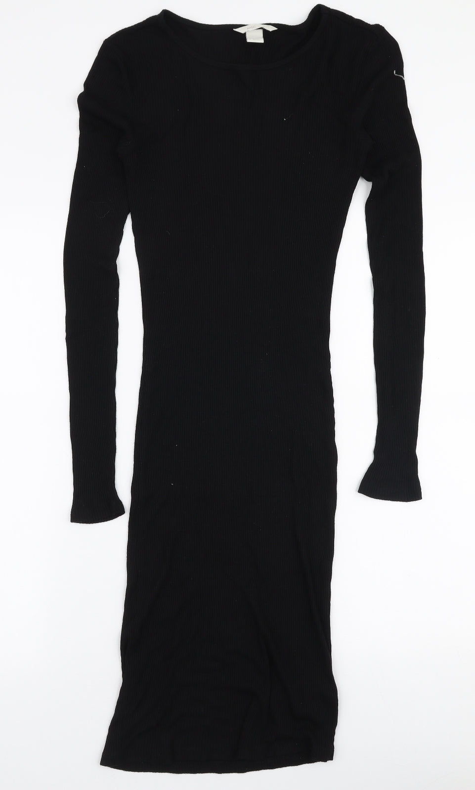 H&M Womens Black  Viscose Bodycon  Size S  Boat Neck Pullover