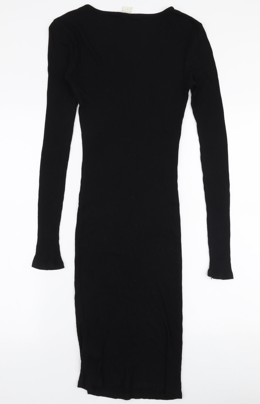 H&M Womens Black  Viscose Bodycon  Size S  Boat Neck Pullover