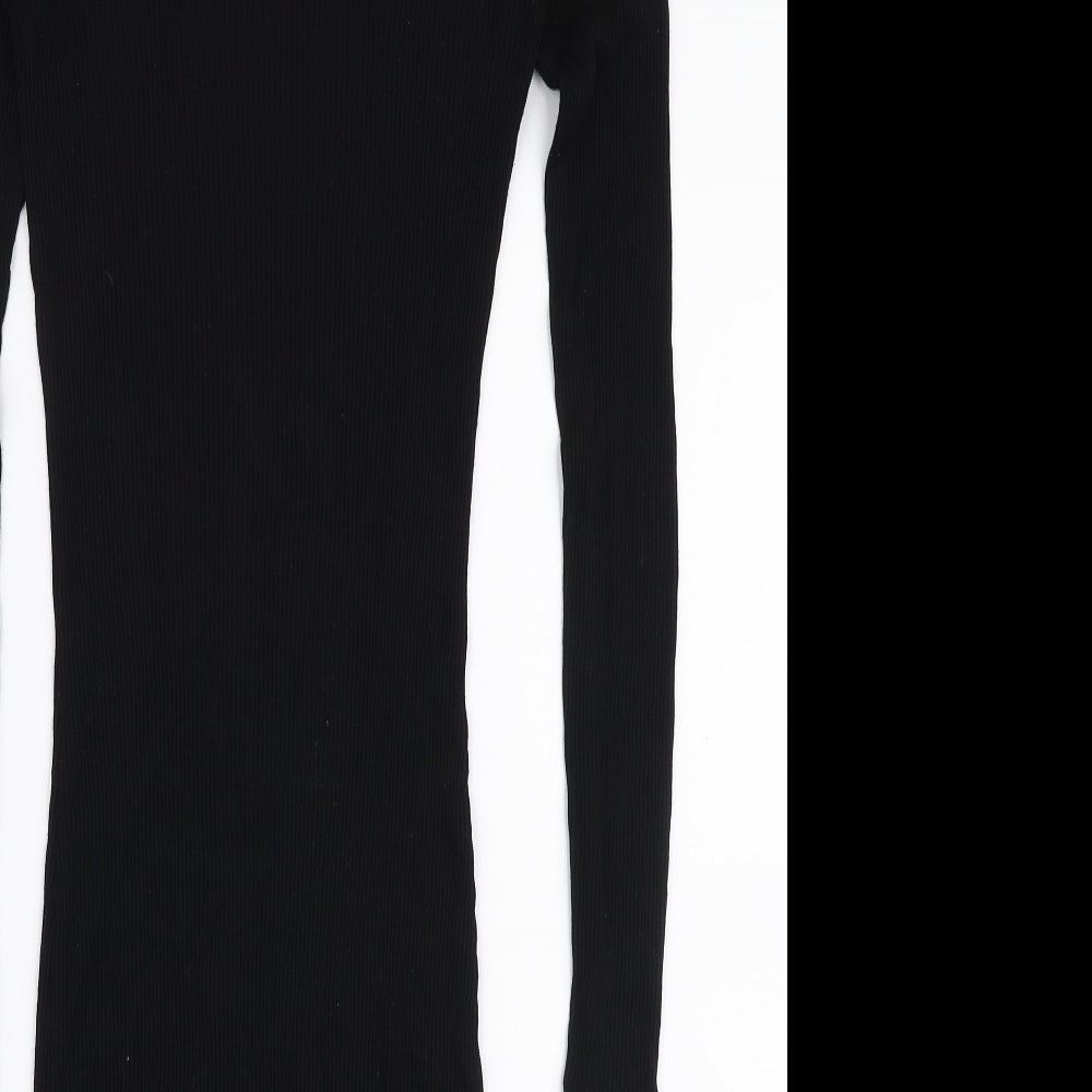 H&M Womens Black  Viscose Bodycon  Size S  Boat Neck Pullover