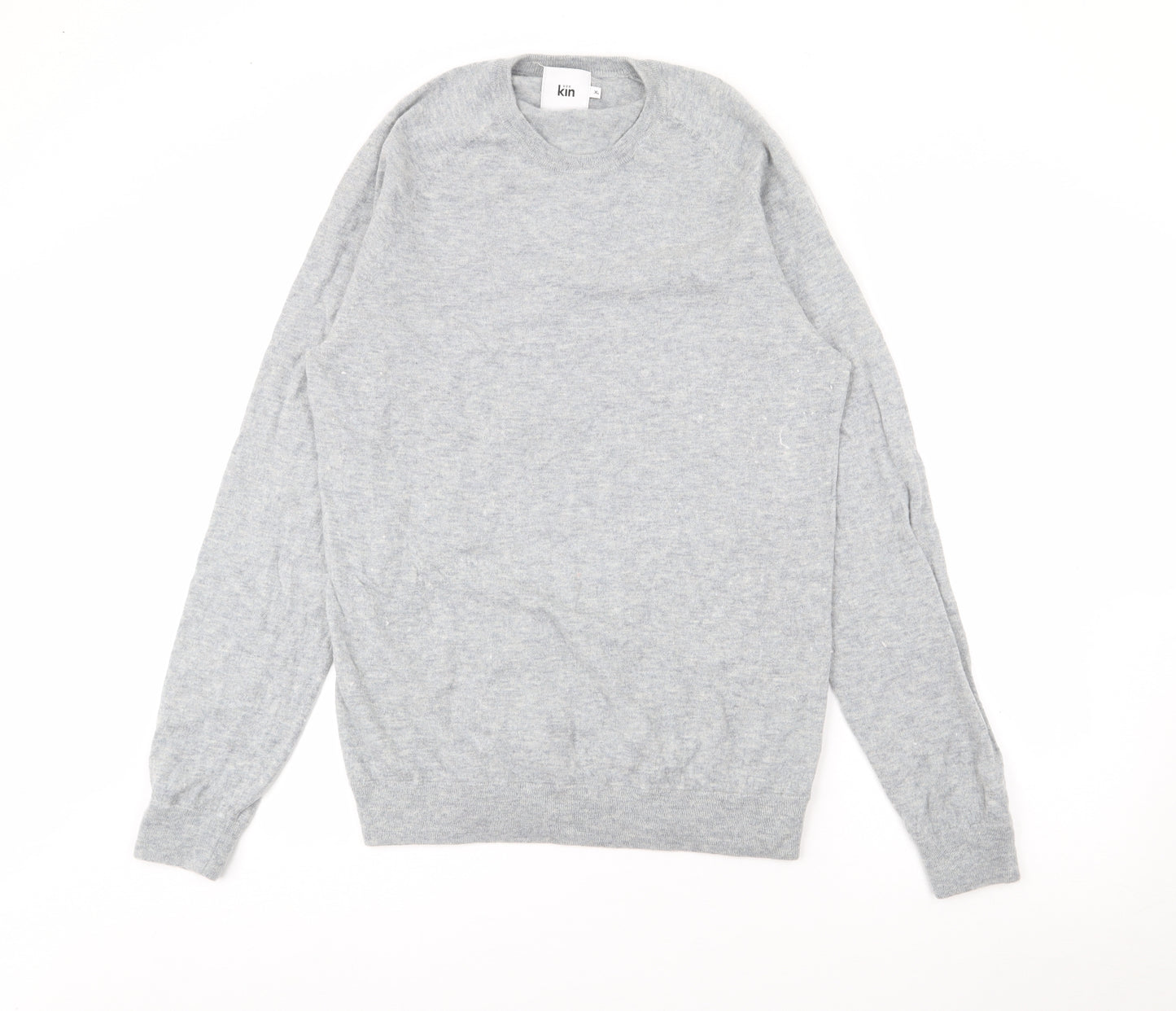 Kin Womens Grey Crew Neck  Wool Pullover Jumper Size XL