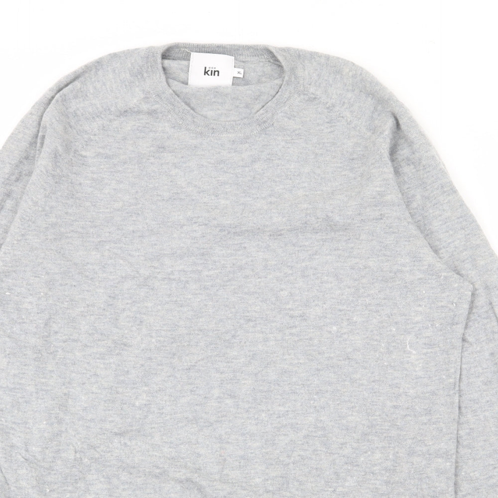 Kin Womens Grey Crew Neck  Wool Pullover Jumper Size XL