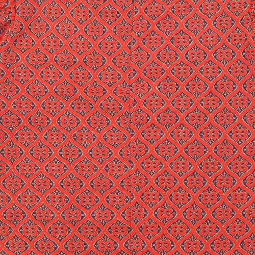Savioa Womens Red Round Neck Geometric Polyester Pullover Jumper Size XL