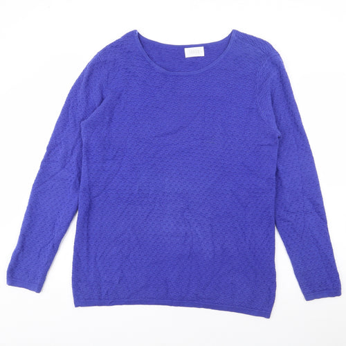 Savida Womens Blue Boat Neck  Cotton Pullover Jumper Size M
