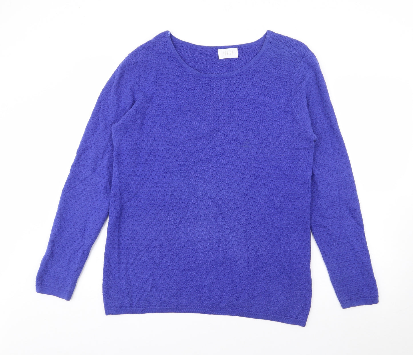 Savida Womens Blue Boat Neck  Cotton Pullover Jumper Size M