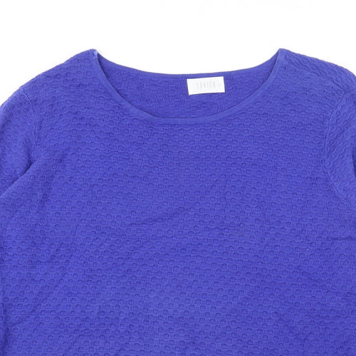 Savida Womens Blue Boat Neck  Cotton Pullover Jumper Size M
