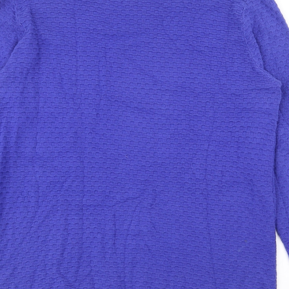 Savida Womens Blue Boat Neck  Cotton Pullover Jumper Size M