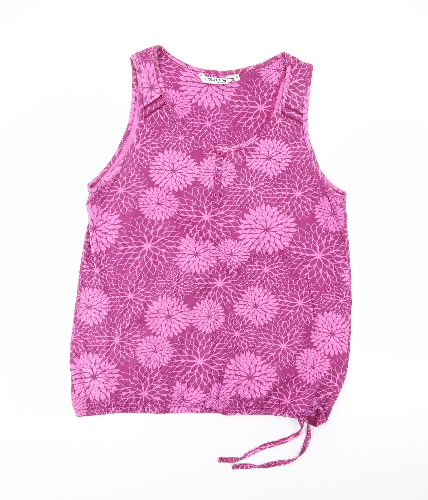 Debenhams Womens Pink Floral Cotton Camisole Tank Size 16 Scoop Neck