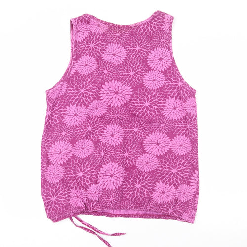 Debenhams Womens Pink Floral Cotton Camisole Tank Size 16 Scoop Neck