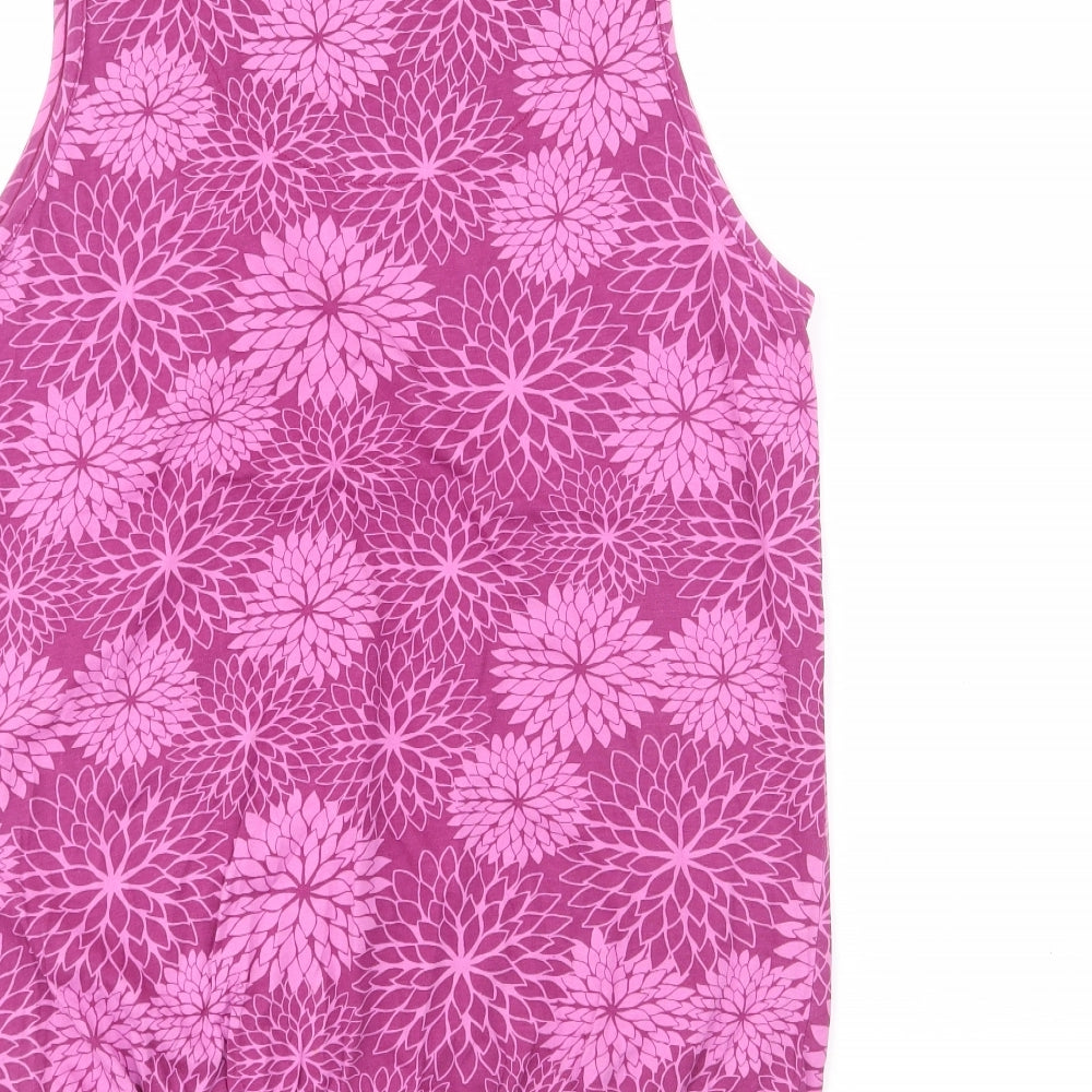 Debenhams Womens Pink Floral Cotton Camisole Tank Size 16 Scoop Neck