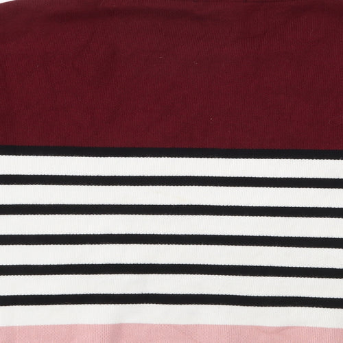New Look Womens Red Crew Neck Striped Viscose Pullover Jumper Size M