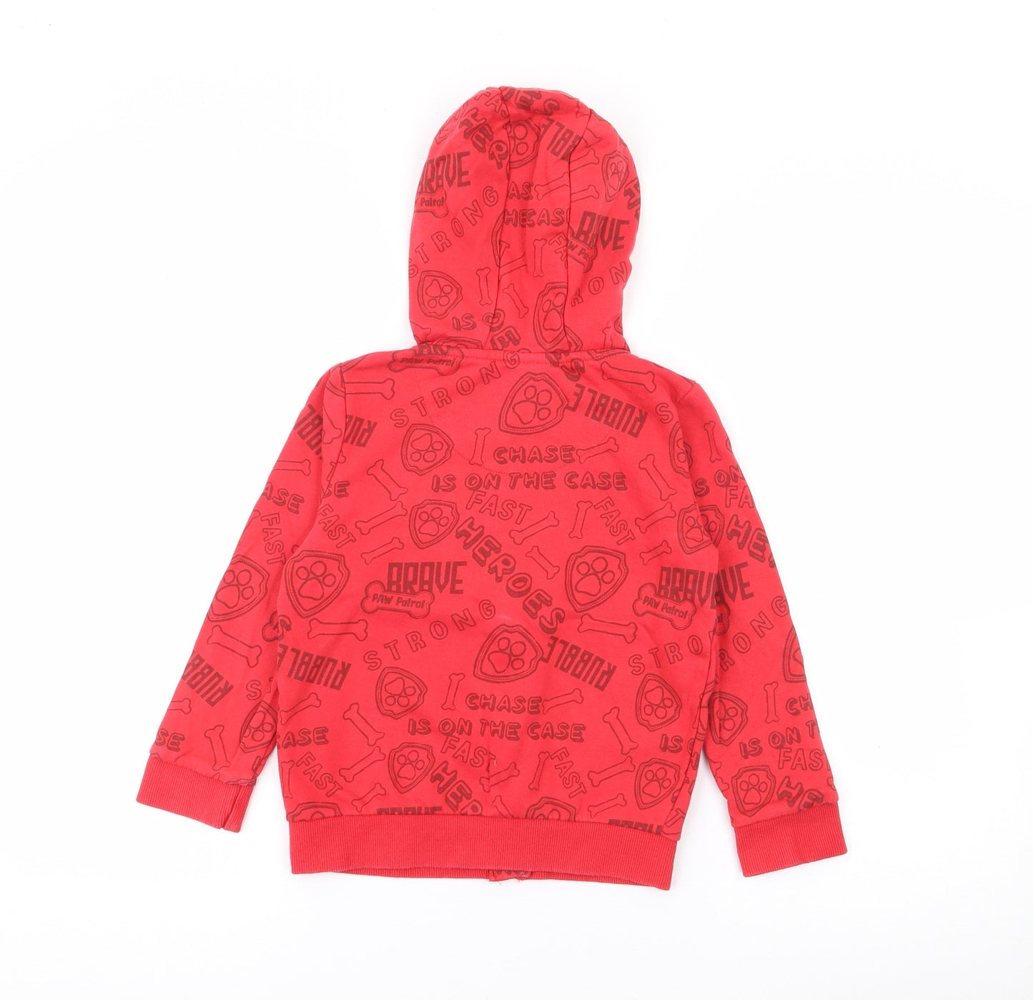 Tesco Boys Red Geometric Cotton Full Zip Hoodie Size 5-6 Years  Zip - Paw Patrol