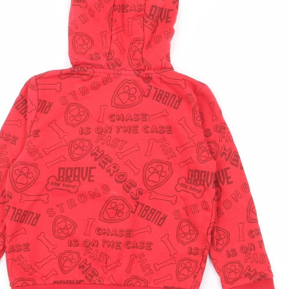 Tesco Boys Red Geometric Cotton Full Zip Hoodie Size 5-6 Years  Zip - Paw Patrol