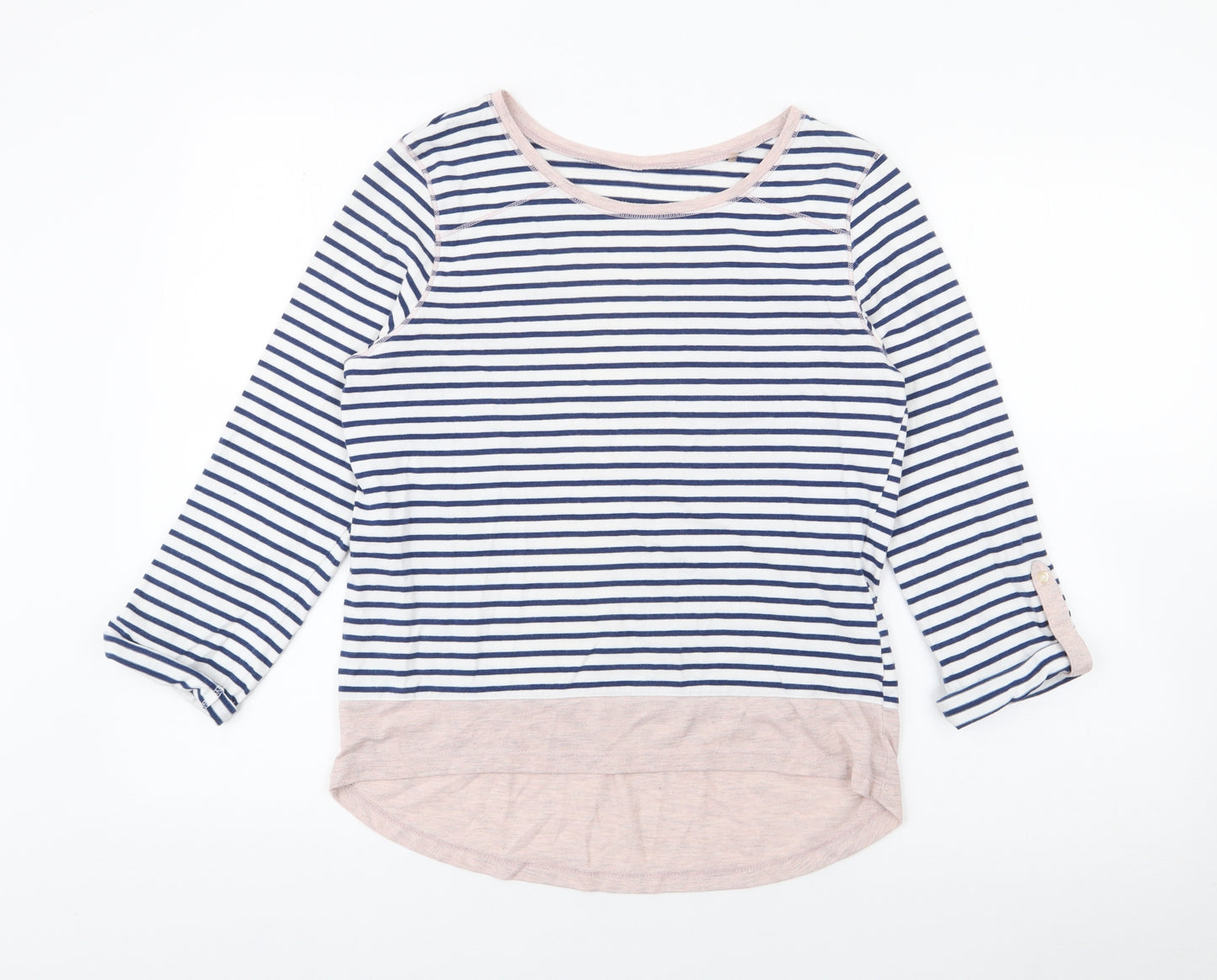 George Womens Blue Boat Neck Striped Cotton Pullover Jumper Size 8